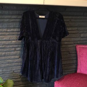 Natural life tunic dress blue velvet